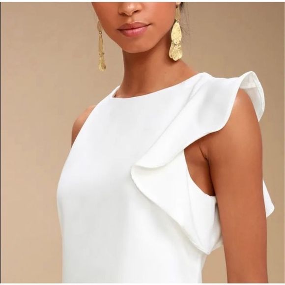 Lulu’s Dinah White One-Shoulder Dress M - Picture 4 of 12